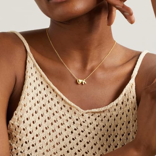 M MOOHAM Heart Initial Necklaces for Women Girls Gifts Letter A-Z Necklace | 14K Gold-Plated, Heart Letter Necklace for Kids Jewelry, Teen Girl Gifts, Initial Necklace, Birthday Gifts for Women Girls - color: C