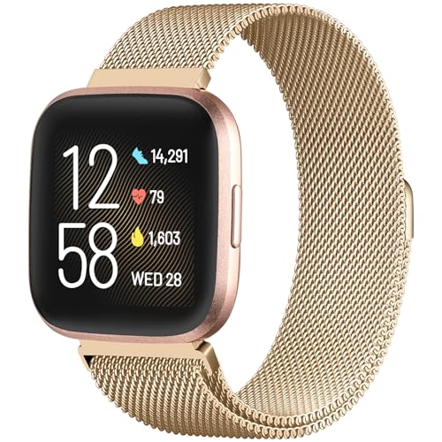 Metal Bands Compatible with Fitbit Versa 2/Versa Lite SE/Versa Band for Women Men, Royal Gold, Small - color: Royal Gold, size: S: 5.5" - 7.5"