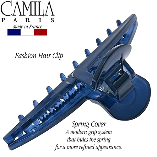 Camila Paris CP3226 French Hair Clip for Women, Narrow, Strong Hold Grip Double Teeth Girls Hair Claw Clips Jaw, Fashion Durable Styling Hair Accessories for Women, Made in France - color: Blue 4"