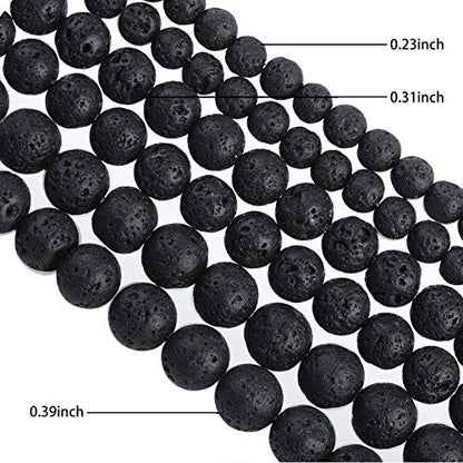 Natural Stone Beads 8mm Black Lava Polished Round Smooth Gemstone Beads for Jewelry Making 15 Inch(Black Lava,8mm) - color: Black Lava, size: 8mm