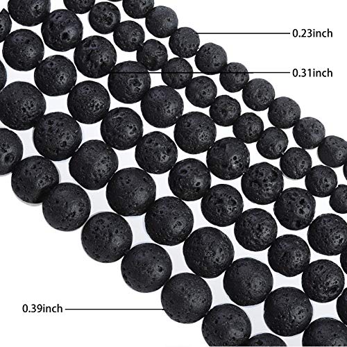 Natural Stone Black Lava Beads - Polished Round Smooth 10mm Loose Gemstone Beads for Jewelry Making - 15 Inch - color: Black Lava, size: 10mm