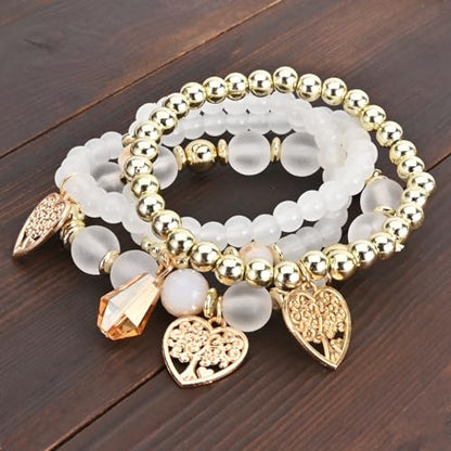 Bohemian Bracelet Sets for Women - 6 Sets Stackable Stretch Bracelets Multi-color Boho Jewelry for Women Hippie Bracelets Dainty Jewelry - color: Blue Boho bracelets