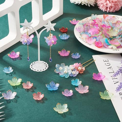 360 pcs Acrylic Flower Bead 5-Petal Floral Bead End Caps Mini Cherry Blossom Spacer Beads Caps for DIY Crafts Bracelet Necklace Earrings Jewelry Making - color: Cherry Blossom Flower,Mixed Color