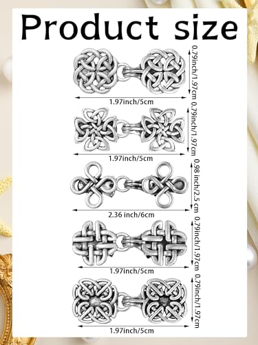 Syhood 5 Pieces Shawl Clips Cloak Clasp Cardigan Sweater Clips Vintage Collar Retro Cloak Brooches and Silver Shawl Pins - style: Delicate Style