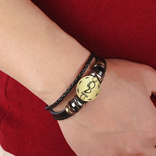 Punk Alloy Leather Bracelet for Constellation Braided Rope Bracelet Bangle - style: Gemini