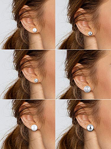 BBTO 24 Pairs Stud Earrings Crystal Pearl Earring Set Ear Stud Jewelry for Women Men - color: Sliver