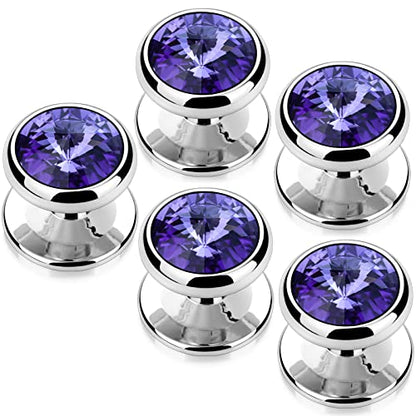 HAWSON Crystal Shirt Studs for Men's Tuxedo Shirt, Tuxedo Buttons for Birthday Wedding Party Christmas. - color: Tanzanite
