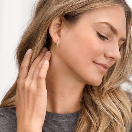 DAILY VIBES Dainty Small Star Huggie Hoop Earrings for Women Trendy | 925 Sterling Silver Post, 14K Gold or Silver Plated, Mini Cubic Zirconia, Cartilage Hoop Earrings - color: Gold Small Star