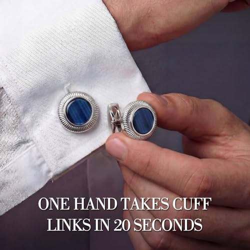 Tuxedo Cuff Links,Cufflinks for Men | Stainless Steel, Lead-Free and Nickel-Free, Gift Box Packed, Boyfriend Husband Father, Wedding Party Anniversary Birthday - color: Blue