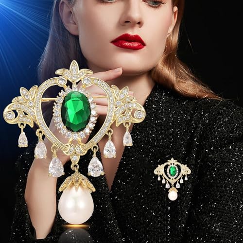 Brooches and Pins for Women Elegant Flower Pearl Brooches Costume Broches Jewelry Lady Christmas Pin for Women - style: Retro