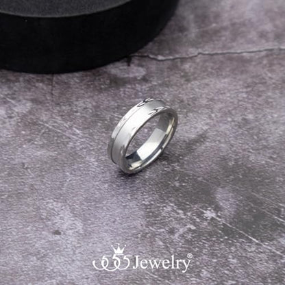 555Jewelry 4mm Sandblast Stainless Steel CZ Wedding Band Ring for Women & Men - color: Silver Style 7