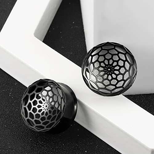 1 Pair New Classic gauges Ear Plugs Tunnels Hypoallergenic 316 Stainless Steel Ear Gauges 8mm-25mm (0G-1") Body Piercing Jewelry - color: Black-1277, size: 9/16" (14mm)