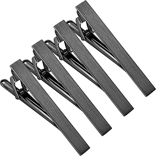 2.2/2.5Inch Tie Clips for Mens Regular Tie and Traditional Tie in Gift Box, Gold Silver Black Color Tie Bar Set, Birthday Anniversary Christmas Gift, Mens Jewelry or Accessories - size: 2.5 Inch, style: 4PCS-Black Brushed