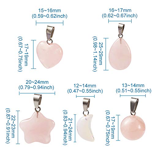 30Pcs Mixed Stone Pendants Heart Moon Teardrop Round Healing Crystal Quartz Chakra Bead Charms for Necklace for Jewelry Making Hole: 2x7mm - color: 1-Mixed Color-Mixed Shape