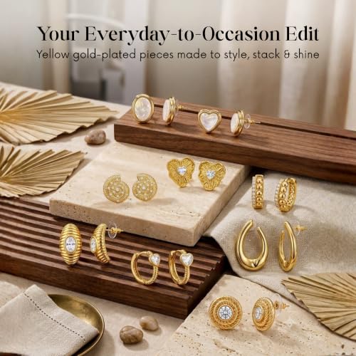 Gempires Huggie Hoop Earrings for Women | Cubic Zirconia Fashion Earrings Collection | Gold, Silver & Rose Gold Tone Styles | Lightweight Everyday Jewelry - color: clear / White