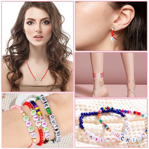 Goldwise Friendship Bracelet Kit 3 Boxes-8706 Pcs 48 Colors Bracelet Making Kits with Glass Seed, 5 Styles Letter and Number Beads with Charms, Gift Party - color: 48 Colors - 3 Boxes