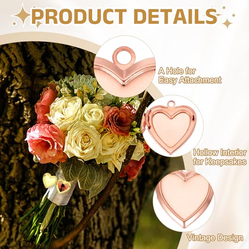 MECCANIXITY Custom Photo Locket Charm, Copper Retro Picture Locket Pendants for DIY Memorial KeyChains Necklace Bracelet Jewelry Making - color: Rose Gold, style: Simple Heart