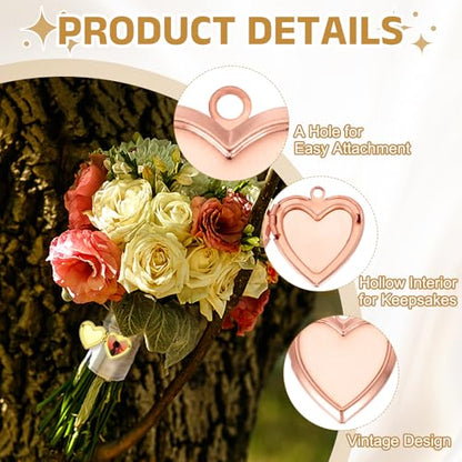 MECCANIXITY Custom Photo Locket Charm, Copper Retro Picture Locket Pendants for DIY Memorial KeyChains Necklace Bracelet Jewelry Making - color: Rose Gold, style: Simple Heart