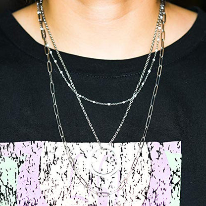 Stainless Steel Dainty Paperclip Link Chain Necklace for Women with Extension - Silver and Gold Color - color: Silver Color-18"