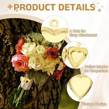 MECCANIXITY Custom Photo Locket Charm, Copper Retro Picture Locket Pendants for DIY Memorial KeyChains Necklace Bracelet Jewelry Making - color: Gold, style: Small Simple Heart