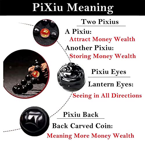 Black Obsidian Bracelet,Feng Shui Black Obsidian Wealth Bracelet for Women Men Couples Handmade Stretch Obsidian Bracelet Bangle with Carved Pixiu Tiger Eye Stone Attract Wealth Money and Good Luck - color: H,10mm,Red Agate