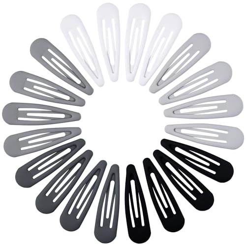 Small Hair Barrettes For Women No Slip Metal Snap Clips For Thin And Fine Hair,Matte Black Gray White,20 PCS,1.97 x 0.5 Inch. - color: Matte Black Gray White