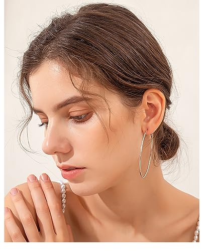 Cocadant Big Gold Hoop Earrings for Women Girls,Dainty 14k Gold Hypoallergenic Rose Gold Silver Hoop Earrings with 925 Sterling Silver Post,Stainless Steel Large Hoop Earrings - style: 70mm-Gold,Silver and Rose gold