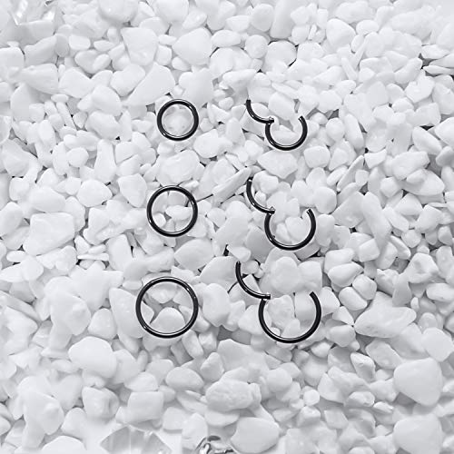 SCERRING 18G Stainless Steel Hinged Clicker Segment Septum Nose Lip Ring Hoop Cartilage Tragus Sleeper Earrings Body Piercing Jewelry 6mm 8mm 10mm 6PCS - color: 3 Pairs - Black