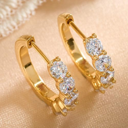 Moissanite Hoop Earrings Huggie Hoops Earrings for Women, 2ct D Color VVS1 18K White Gold Plated S925 Hypoallergenic, Wedding Earrings Jewelry for Gifts - color: Gold