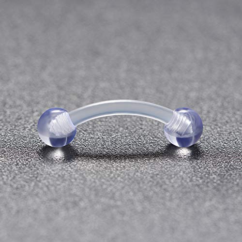 16G Clear Plastic Curved Barbells Eyebrow Ring Snake Eyes Tongue Rings Acrylic Bioflex Cartilage Helix Tragus Earrings Nipple Belly Lip Ring Piercing Retainer Length 6mm 8mm 10mm 12mm 36pcs - color: 36Pcs 16G 8mm