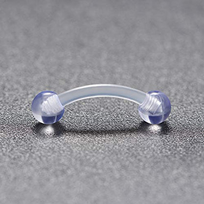 16G Clear Plastic Curved Barbells Eyebrow Ring Snake Eyes Tongue Rings Acrylic Bioflex Cartilage Helix Tragus Earrings Nipple Belly Lip Ring Piercing Retainer Length 6mm 8mm 10mm 12mm 36pcs - color: 36Pcs 16G 8mm
