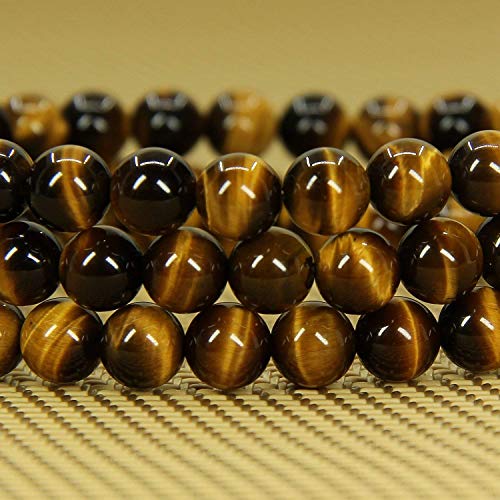 Angelstones Gemstones 6mm Round Beads Healing Crystal Bracelet for women | Natural Gemstone, Handmade Gifts for Women, Healing Crystal Round Beaded Stretch Bracelets, Unisex Jewelry for Women and Men - color: Golden Tiger Eye
