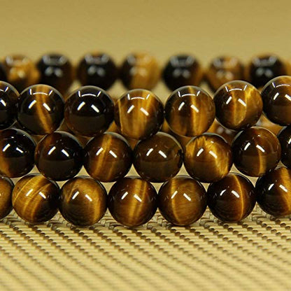Angelstones Gemstones 6mm Round Beads Healing Crystal Bracelet for women | Natural Gemstone, Handmade Gifts for Women, Healing Crystal Round Beaded Stretch Bracelets, Unisex Jewelry for Women and Men - color: Golden Tiger Eye