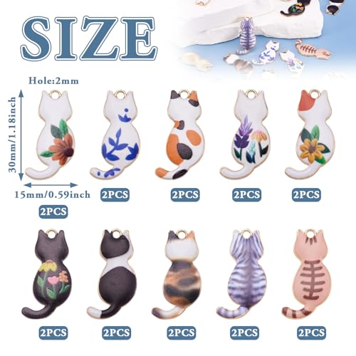 Enamel Cat Charms Alloy Enamel Pendants Cute Animal Pendants Lovely Cute Kitty Charm for Bracelet DIY Necklace Earrings Keychain Dangle Craft Jewelry Making - style: Back Backed Cat