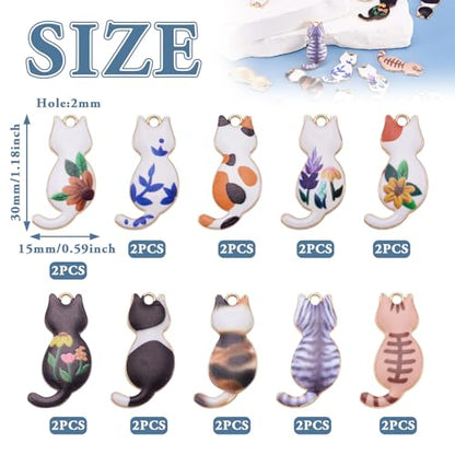Enamel Cat Charms Alloy Enamel Pendants Cute Animal Pendants Lovely Cute Kitty Charm for Bracelet DIY Necklace Earrings Keychain Dangle Craft Jewelry Making - style: Back Backed Cat