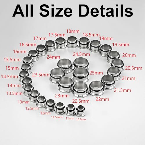 LADEMAYH Comfy Dead Stretching Ear Tapers Stretching Kit, Small Gaps Packed, 0.5mm Increments, Surgical Stainless Steel 316L, Flat Top Ear Plugs, Pain-Free Body Piercing Jewelry for Women & Mens - color: Silver, size: 18.5-20mm