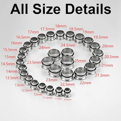 LADEMAYH Comfy Dead Stretching Ear Tapers Stretching Kit, Small Gaps Packed, 0.5mm Increments, Surgical Stainless Steel 316L, Flat Top Ear Plugs, Pain-Free Body Piercing Jewelry for Women & Mens - color: Silver, size: 14.5-16mm