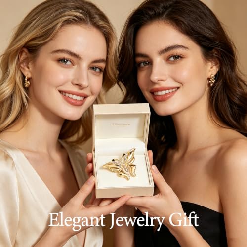 Gold Butterfly Rhinestone Brooch Pin for Women Exquisite Golden Brooch Pin Elegant Dress Broochs Pins Suit Shirt Broochs Pins Butterfly Jewelry Accessories Gift - color: Gold 3