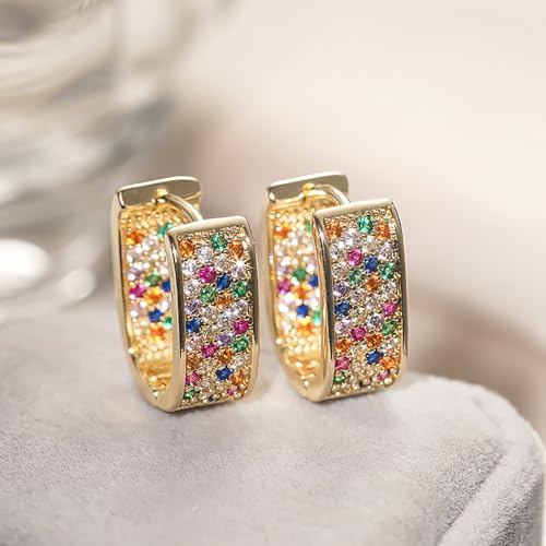 Luxury Paved Cubic Zirconia Hoop Earrings for Women Wedding Trendy Jewelry - color: E5323