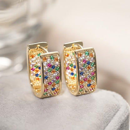 Luxury Paved Cubic Zirconia Hoop Earrings for Women Wedding Trendy Jewelry - color: E5323