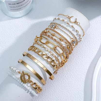 NEWITIN 69 Pieces Gold Jewelry Set for Women Fashion Costume Jewelry Gold Plated Necklace Bracelet Earrings Set for Women - color: Gold Jewelry Set D