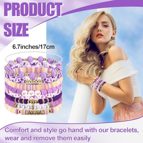 Friendship Bracelets Heishi Surfer Clay Bead Bracelets Set Stackable Beaded Preppy Jewelry Bracelets Friendship Boho Y2K Bracelets for Women Teen Girls Party Favors - color: Cute