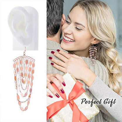 Bohemian Boho Tassel Dangle Drop Earrings for Women – Lightweight Filigree Gypsy Coin Chandelier Disc Charm Hoops – included Gift Box - style: Chandelier - Rose Gold
