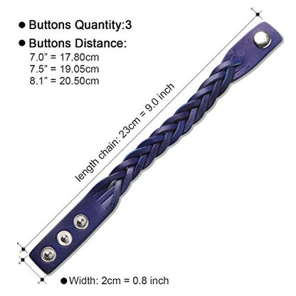 CCBFY Genuine Leather Bracelet Braided Sporty Wide Wristband Punk Jewelry for Men Women - color: 1 Piece - Blue