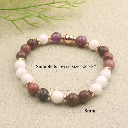 KSQS Healing Stone Bead Bracelet for Women, Natural Gemstones Balance Protection Bracelet, Spiritual Crystal Beads Bracelet Anxiety Relief with Meaning Card - color: Harmony
