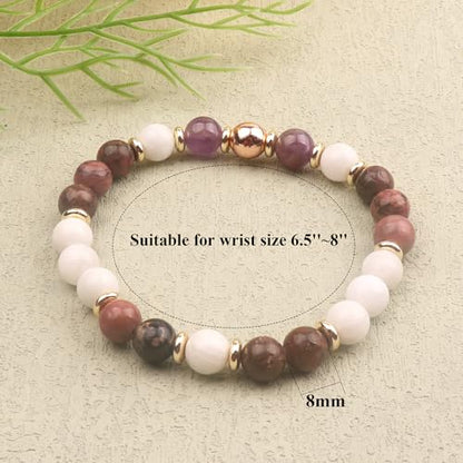 KSQS Healing Stone Bead Bracelet for Women, Natural Gemstones Balance Protection Bracelet, Spiritual Crystal Beads Bracelet Anxiety Relief with Meaning Card - color: Harmony