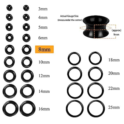 Xpircn 30Pcs Silicone Ear Gauges Flexible Ear Tunnels Plugs Stretchers Expander Double Flared Flesh Ear Piercing Jewelry for Women Men - style: Gauge:0G(8mm)