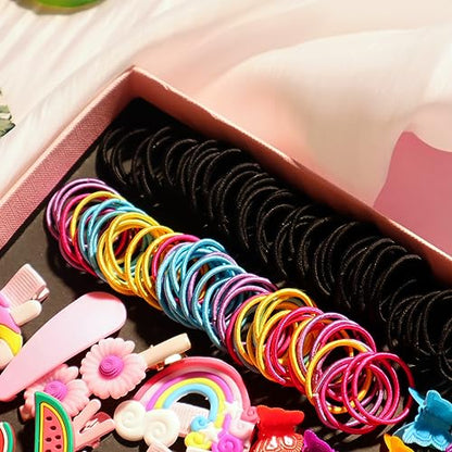 YANRONG Hair Accessories Set (1189PCS) - Candy Colors Eco-friendly Nylon Hair Ties, Disposable Rubber Bands, Hair Bands, and Hair Clips for Women and Girls - Pink - color: Pink