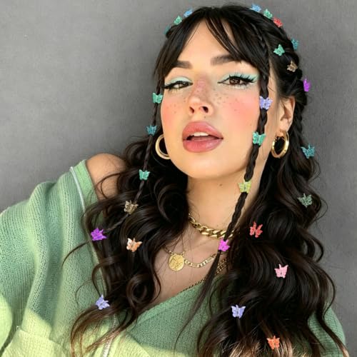 Mini Butterfly Hair Clips, Glitter Y2K 90s 50pcs Tiny Cute Pastel Hair Accessories, Sparkly Small Claw Barrette jewelry for Women Girls (Glitter) - color: Glitter
