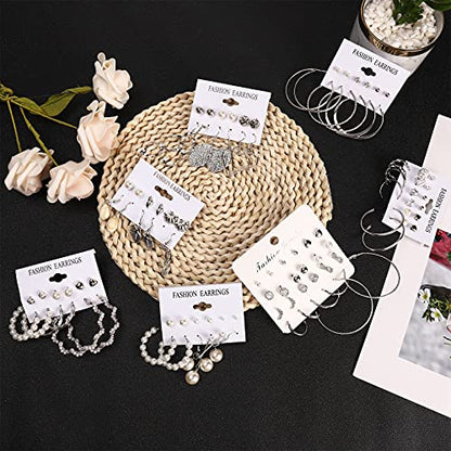 NEWITIN 69 Pieces Gold Jewelry Set for Women Fashion Costume Jewelry Gold Plated Necklace Bracelet Earrings Set for Women - color: Silver Earrings Set